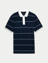Pure Cotton Pique Striped Polo Shirt Honesty Sales